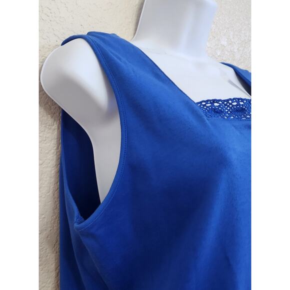 Draper's & Damon's Blue Lace Square Neck Sleeveless Top Large Lightweight Soft - Picture 3 of 5